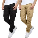 Black & Khaki 34 2-Pack Men's Flex-Stretch Cotton Cargo Pants, 31-Inch Inseam - Comfortable and Durable